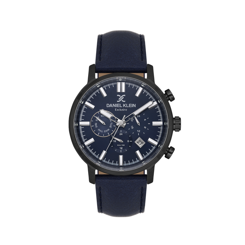 Daniel Klein Dark Blue Leather Watch for Men DK.1.14229-4