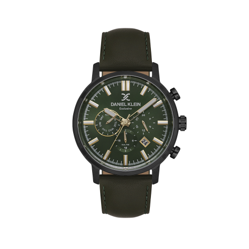 Daniel Klein Dark Green Leather Watch for Men DK.1.14229-5