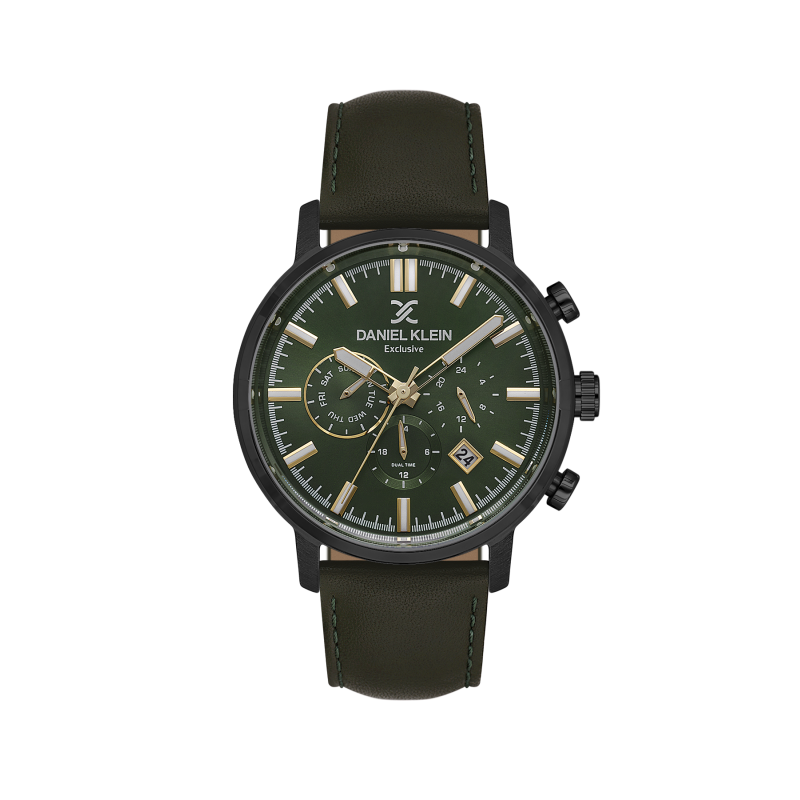 Daniel Klein Dark Green Leather Watch for Men DK.1.14229-5