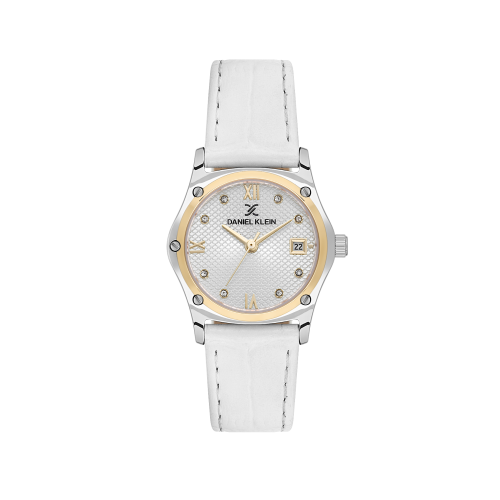 Daniel Klein White Leather Watch for Women DK.1.14270-3