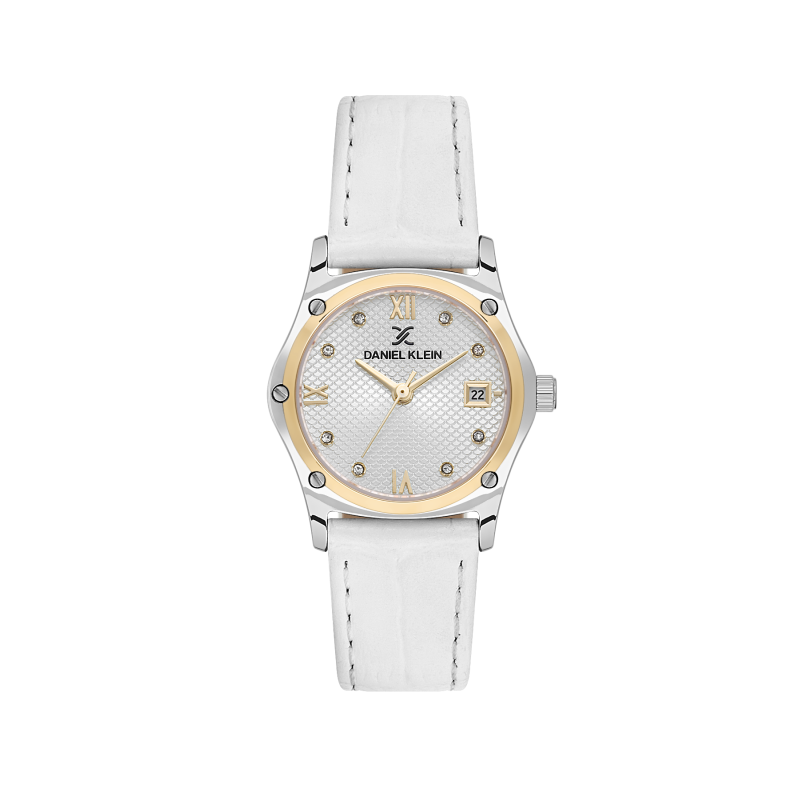 Daniel Klein White Leather Watch for Women DK.1.14270-3