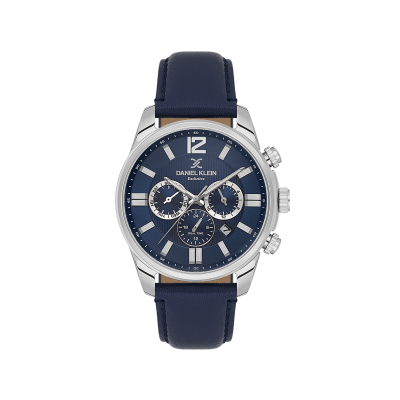 Daniel Klein Dark Blue Leather Watch for Men DK.6.14231-3