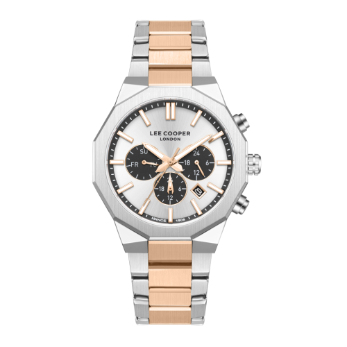 Lee Cooper Stainless Steel Silver and Rose Gold Watch for Men LC08218.530