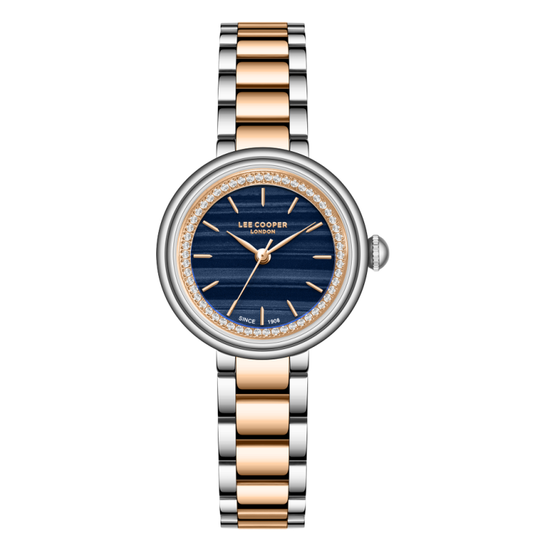 Lee Cooper Stainless Steel Silver and Rose Gold Watch for Women LC08279.590