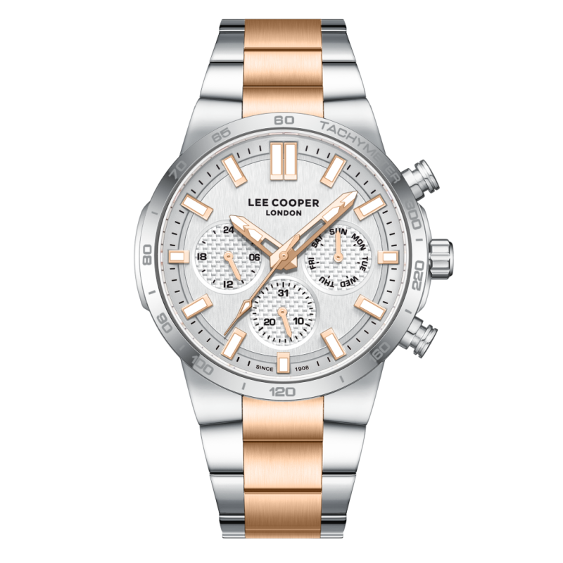 Lee Cooper Stainless Steel Silver and Rose Gold Watch for Men LC08293.560