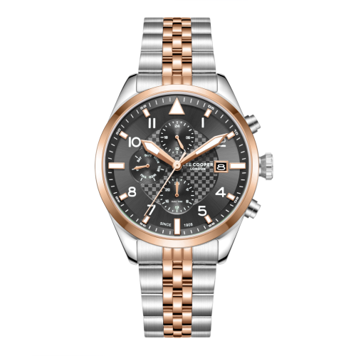 Lee Cooper Stainless Steel Silver and Rose Gold Watch for Men LC08318.560