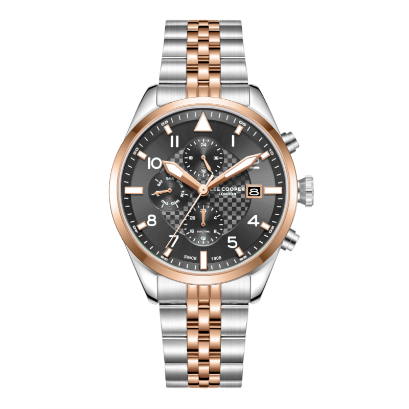 Lee Cooper Stainless Steel Silver and Rose Gold Watch for Men LC08318.560