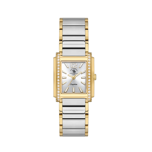 Santa Barbara Polo & Racquet Club Luxury Silver and Gold Stainless Steel Watch for Women SB.1.10547-3