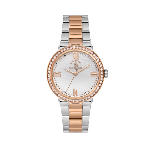 Santa Barbara Polo & Racquet Club Unique Silver and Rose Gold Stainless Steel Watch for Women SB.1.10553-5