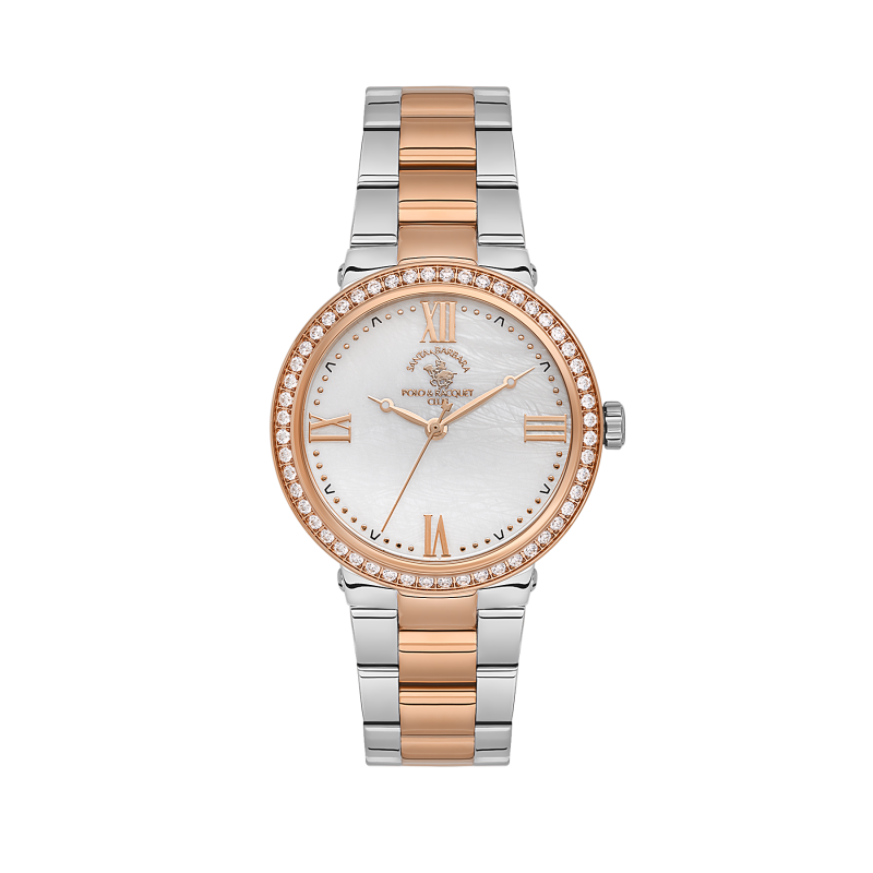 Santa Barbara Polo & Racquet Club Unique Silver and Rose Gold Stainless Steel Watch for Women SB.1.10553-5