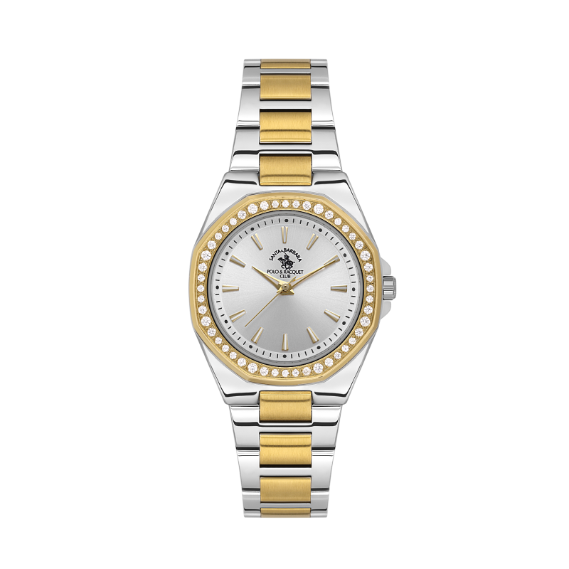 Santa Barbara Polo & Racquet Club Unique Silver and Gold Stainless Steel Watch for Women SB.1.10647-4