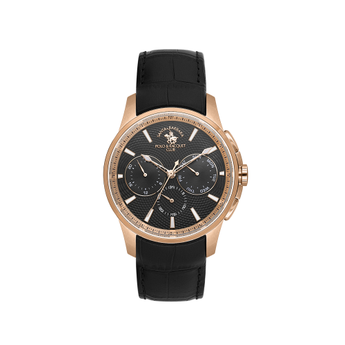 Santa Barbara Polo & Racquet Club Legend Black Genuine Leather Watch for Men SB.1.10652-8