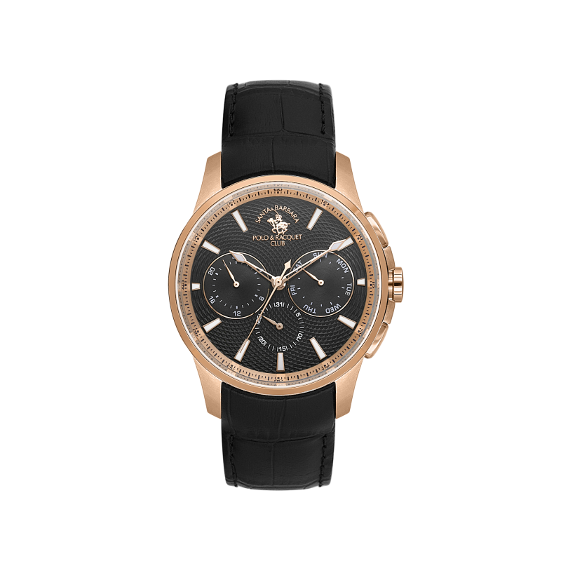 Santa Barbara Polo & Racquet Club Legend Black Genuine Leather Watch for Men SB.1.10652-8