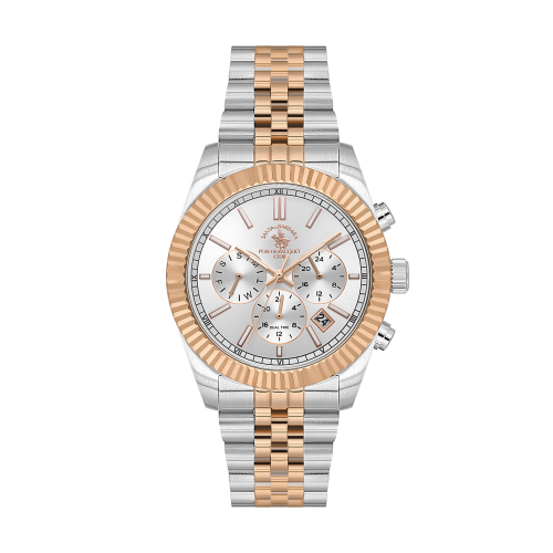 Santa Barbara Polo & Racquet Club Legend Silver and Rose Gold Stainless Steel Watch for Men SB.1.10653-6