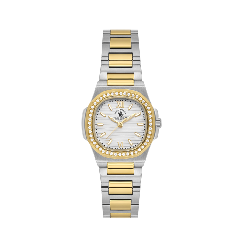 Santa Barbara Polo & Racquet Club Unique Silver and Gold Stainless Steel Watch for Women SB.1.10658-3
