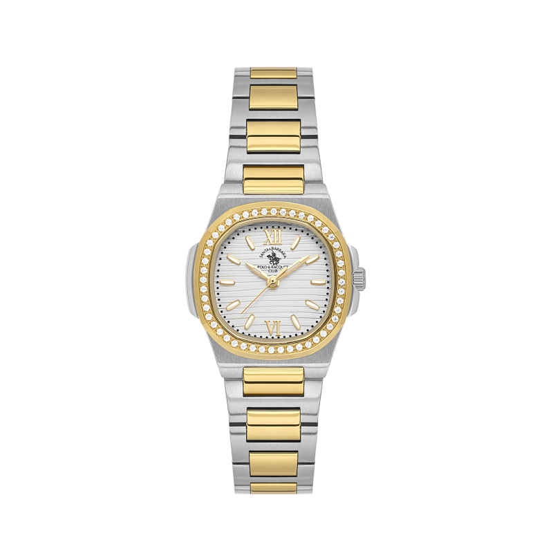 Santa Barbara Polo & Racquet Club Unique Silver and Gold Stainless Steel Watch for Women SB.1.10658-3