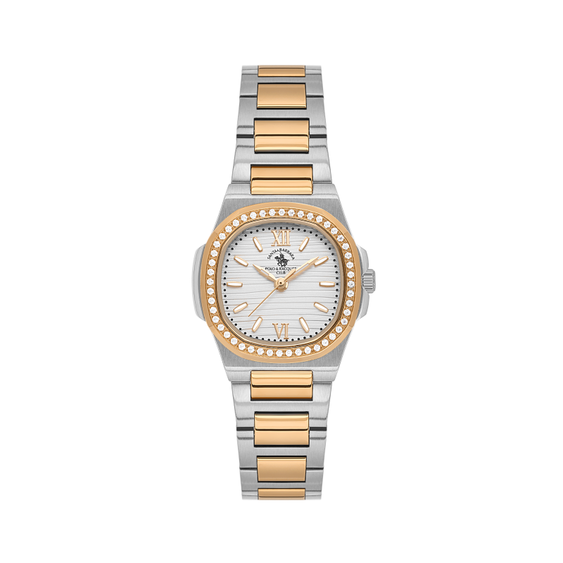 Santa Barbara Polo & Racquet Club Unique Silver and Rose Gold Stainless Steel Watch for Women SB.1.10658-5