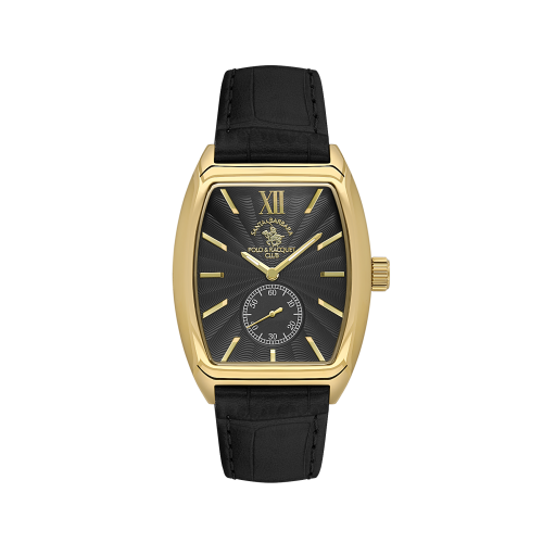 Santa Barbara Polo & Racquet Club Noble Black Genuine Leather Watch for Men SB.1.10662-5