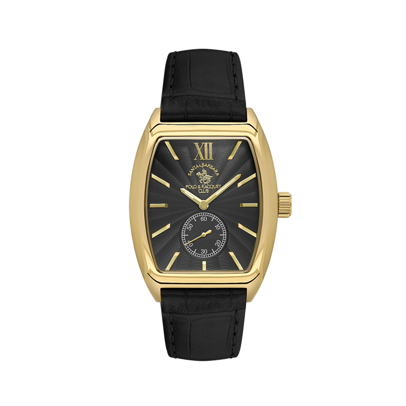 Santa Barbara Polo & Racquet Club Noble Black Genuine Leather Watch for Men SB.1.10662-5