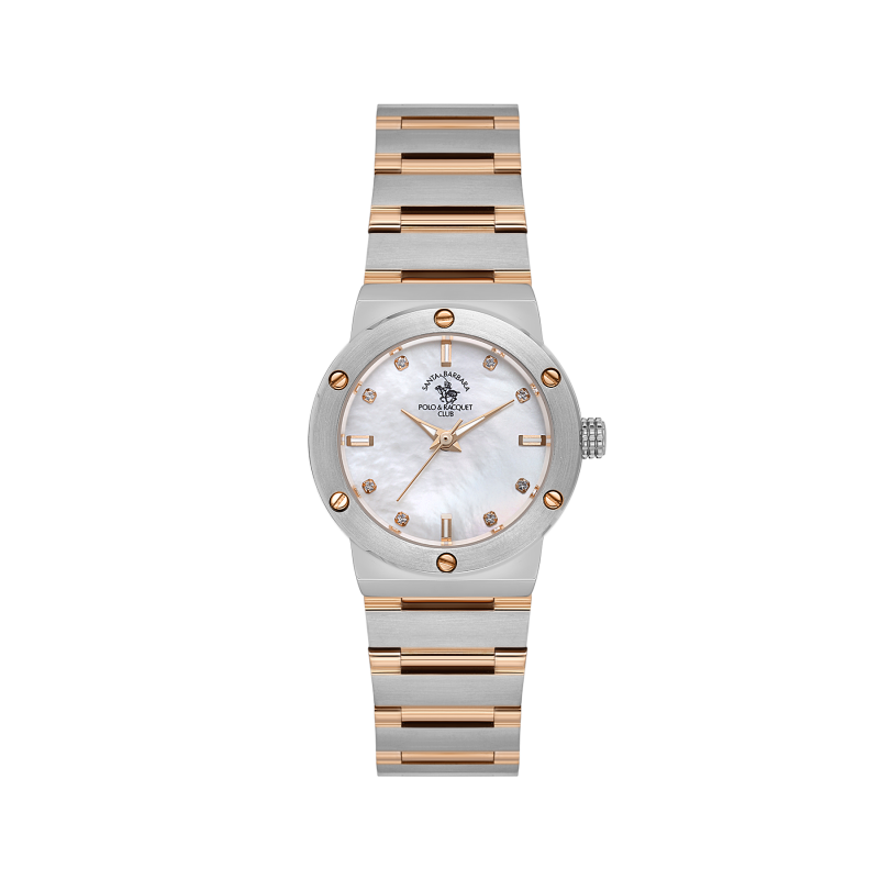 Santa Barbara Polo & Racquet Club Unique Silver and Rose Gold Stainless Steel Watch for Women SB.1.10664-5