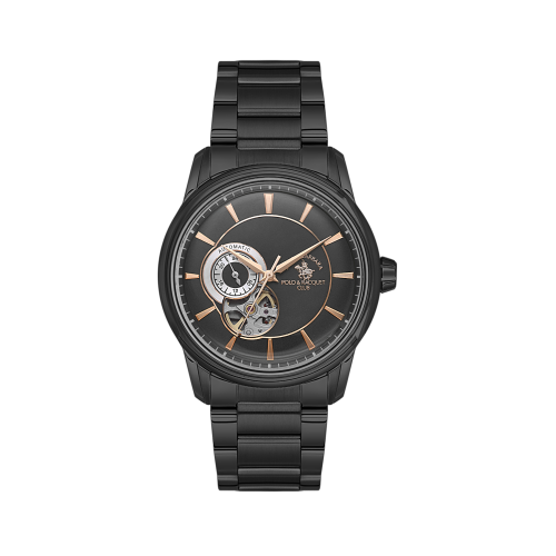 Santa Barbara Polo & Racquet Club Luxury Black Stainless Steel Watch for Men SB.1.10670-5