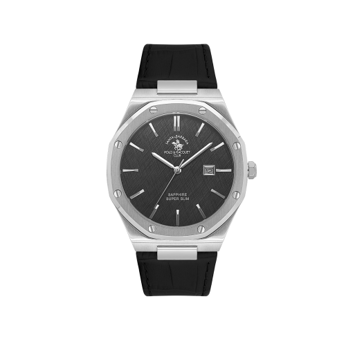 Santa Barbara Polo & Racquet Club Noble Black Genuine Leather Watch for Men SB.1.10672-2