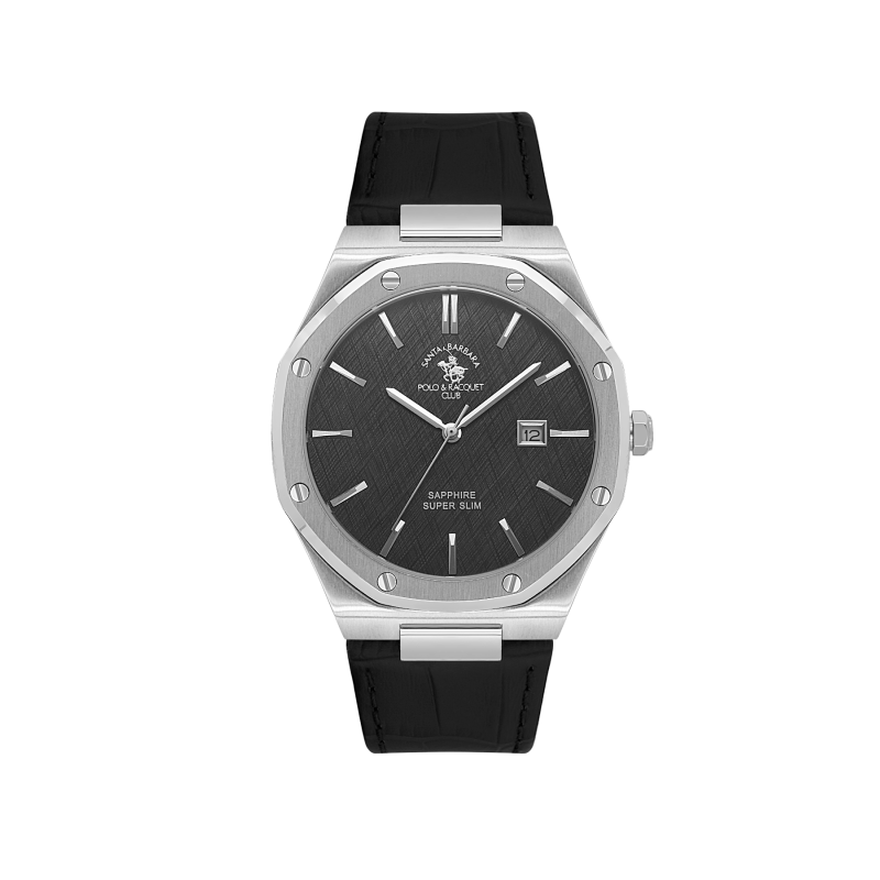 Santa Barbara Polo & Racquet Club Noble Black Genuine Leather Watch for Men SB.1.10672-2
