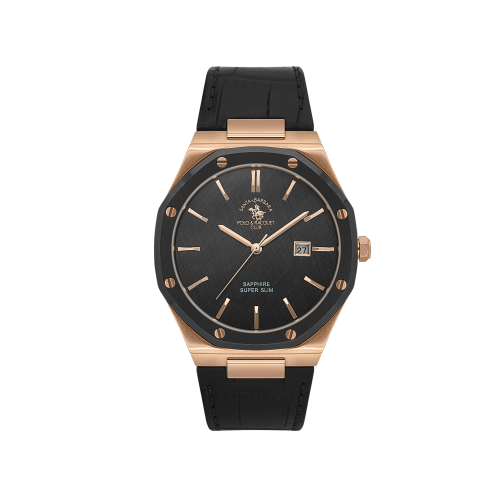 Santa Barbara Polo & Racquet Club Noble Black Genuine Leather Watch for Men SB.1.10672-5