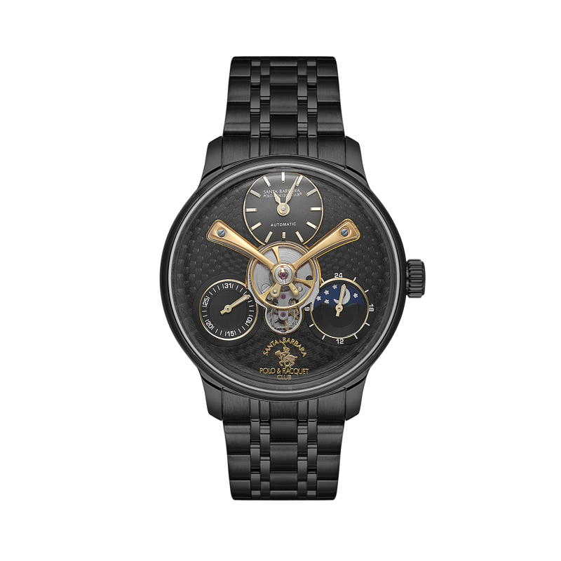 Santa Barbara Polo & Racquet Club Luxury Black Stainless Steel Watch for Men SB.1.10677-5