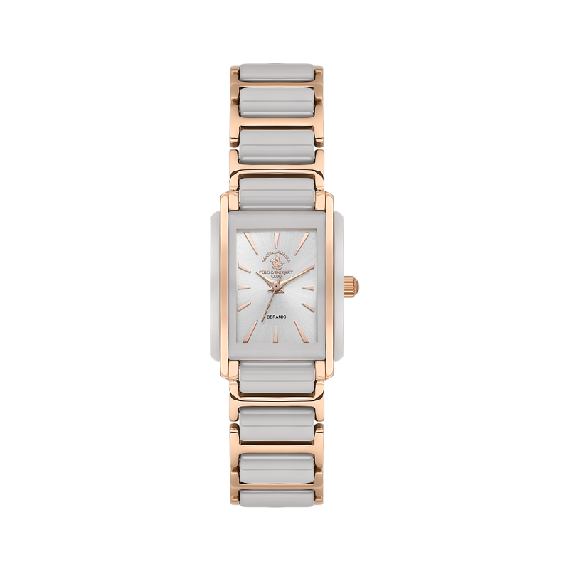 Santa Barbara Polo & Racquet Club Noble White and Rose Gold Steel and Ceramic Watch for Women SB.4.10030-5