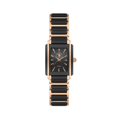 Santa Barbara Polo & Racquet Club Noble Black and Rose Gold Steel and Ceramic Watch for Women SB.4.10030-6
