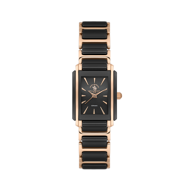 Santa Barbara Polo & Racquet Club Noble Black and Rose Gold Steel and Ceramic Watch for Women SB.4.10030-6