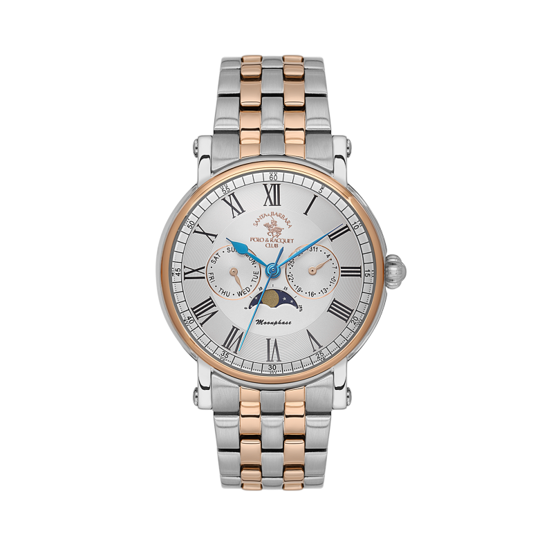 Santa Barbara Polo & Racquet Club Legend Silver and Rose Gold Stainless Steel Watch for Men SB.4.10032-5