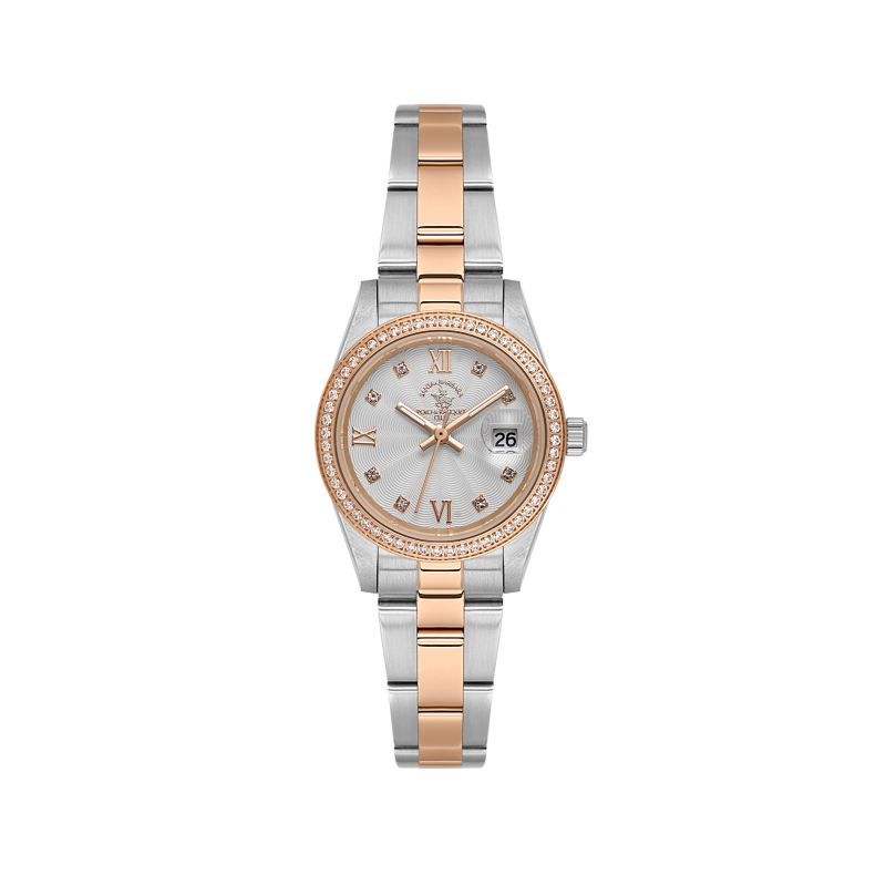 Santa Barbara Polo & Racquet Club Unique Silver and Rose Gold Stainless Steel Watch for Women SB.4.10035-6