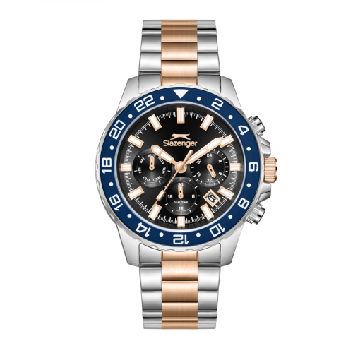 Slazenger Stainless Steel Silver and Rose Gold Watch for Men SL.09.2552.2.03