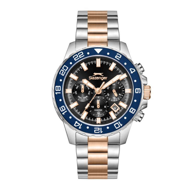 Slazenger Stainless Steel Silver and Rose Gold Watch for Men SL.09.2552.2.03
