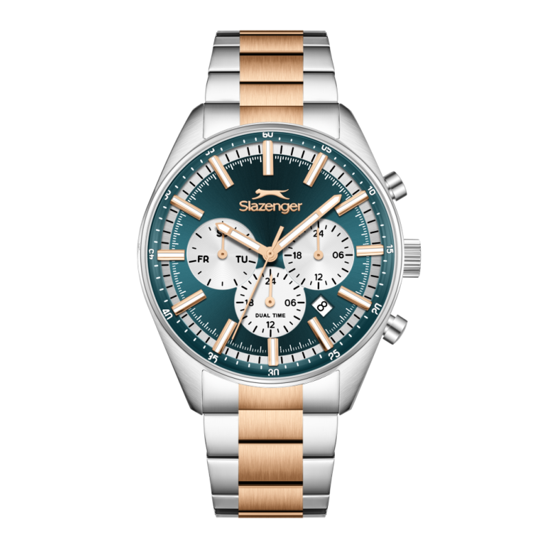 Slazenger Stainless Steel Silver and Rose Gold Watch for Men SL.09.2602.2.590